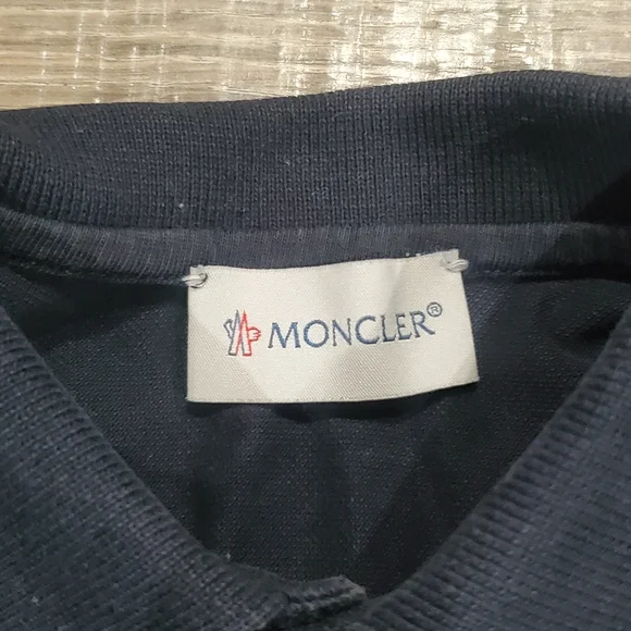 Moncler Polo Shirt Size 4 Dark Blue Kids Polo with Red Trim - Picture 2 of 4